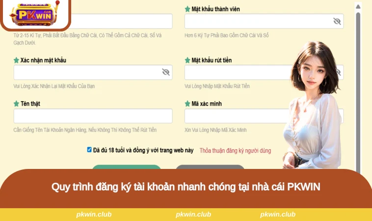 Quy trình đăng ký tài khoản nhanh chóng tại nhà cái PKWIN