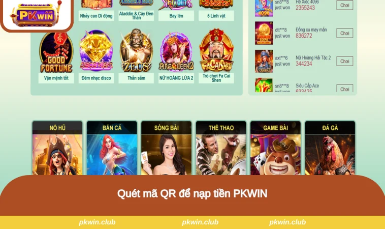 Quét mã QR để nạp tiền PKWIN
