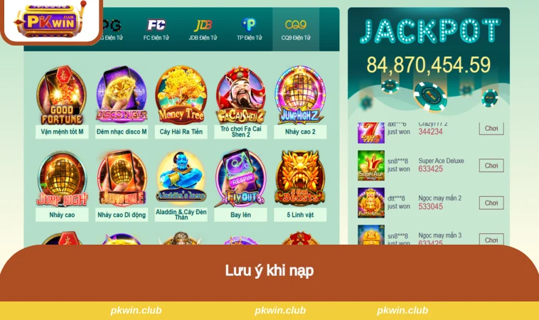 Lưu ý khi nạp