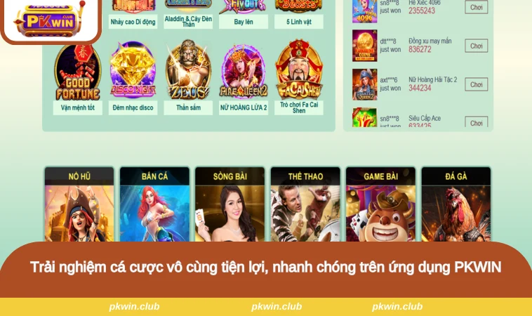 Trải nghiệm cá cược vô cùng tiện lợi, nhanh chóng trên ứng dụng PKWIN